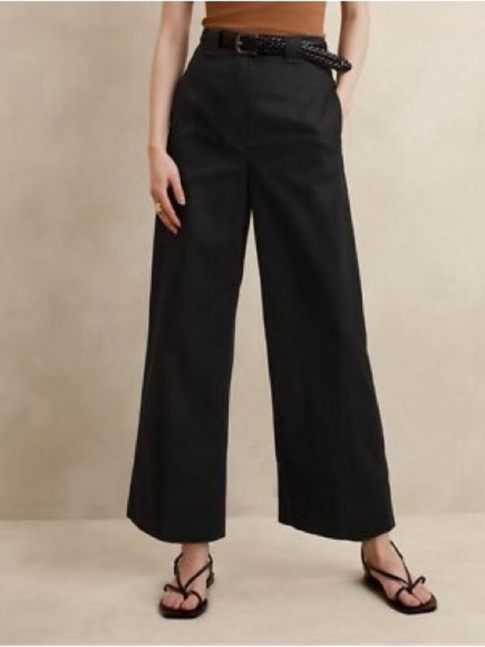 Banana Republic Size 8 Oceanside Wide-Leg Cropped Pant Black